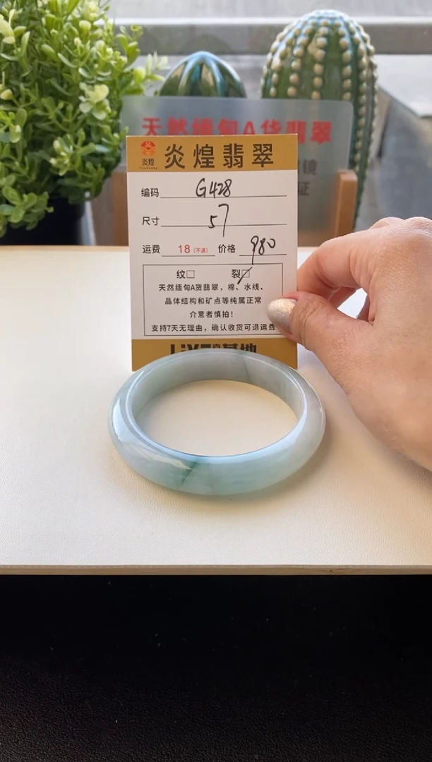 未镶嵌手镯翡翠57.3圈口编码G428