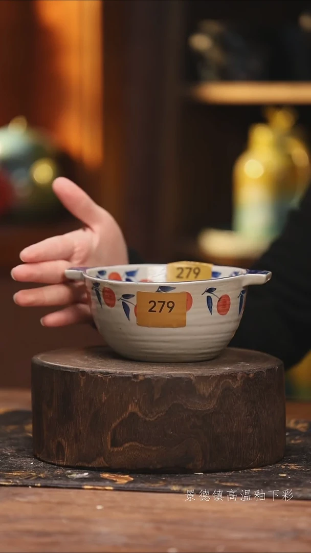 陶瓷景德镇高温釉下手绘陶瓷@L279@