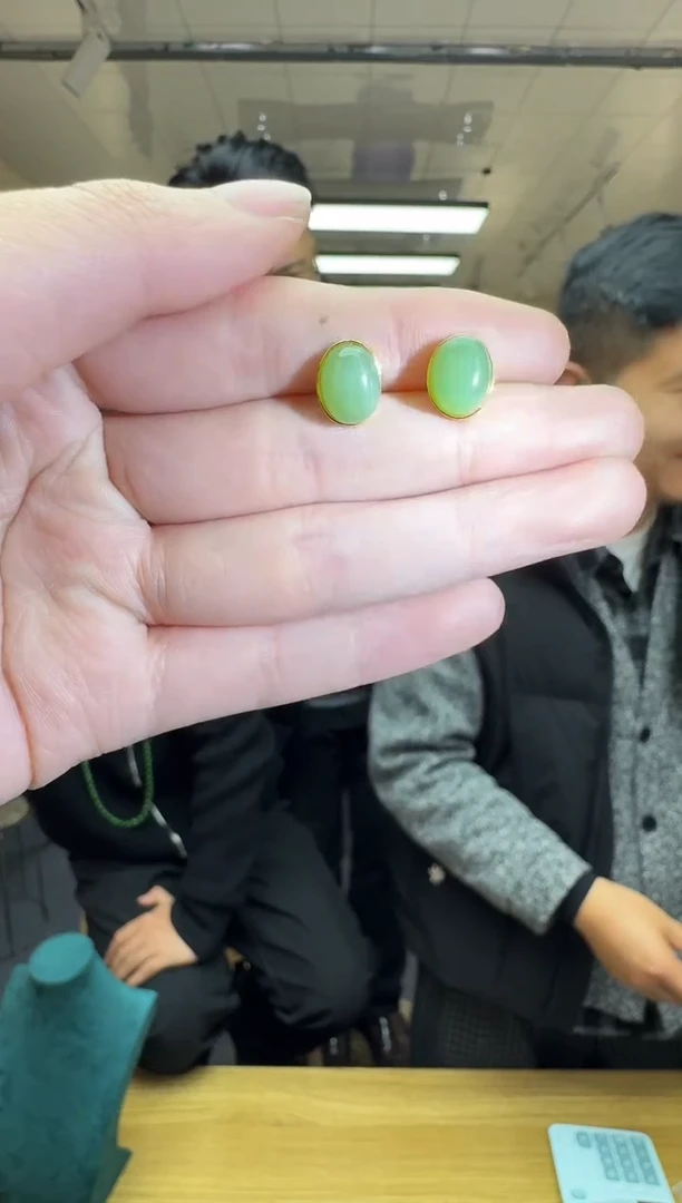 银S925镶嵌和田玉耳饰多样性发一件 723