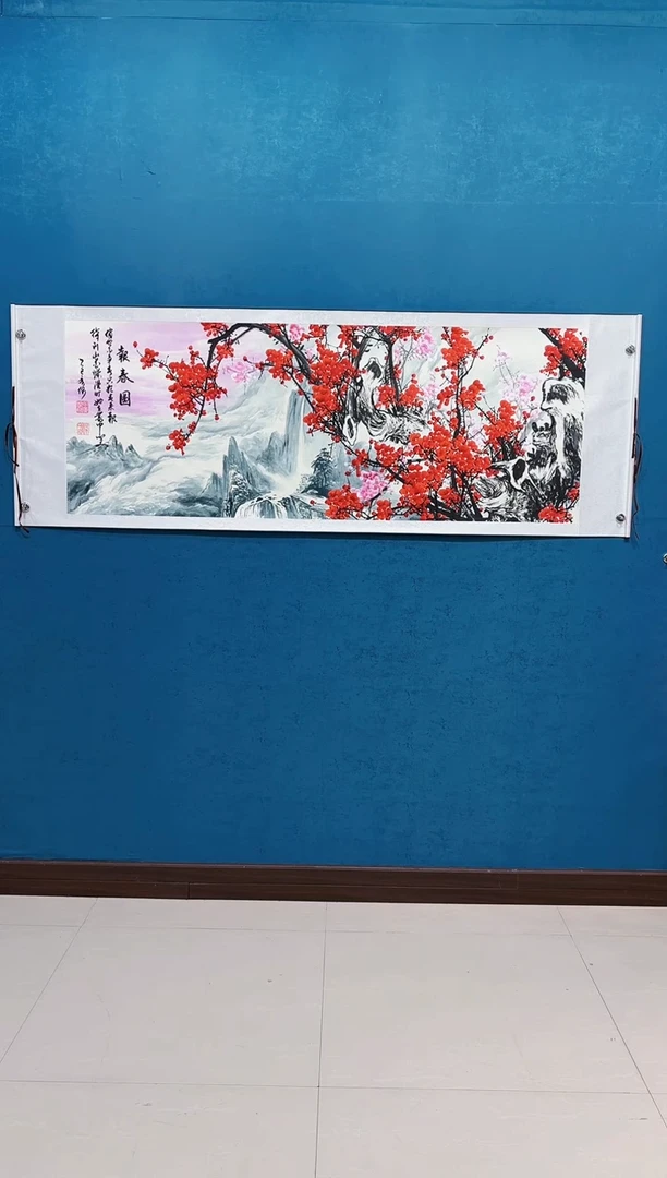 国画《小六尺冰雪梅花横幅》70*200厘米卷轴软裱