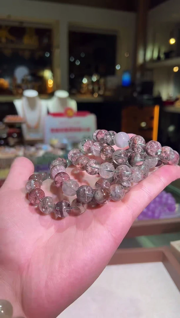 未镶嵌手链水晶12mm+四季幽灵聚宝盆（多样性发一）