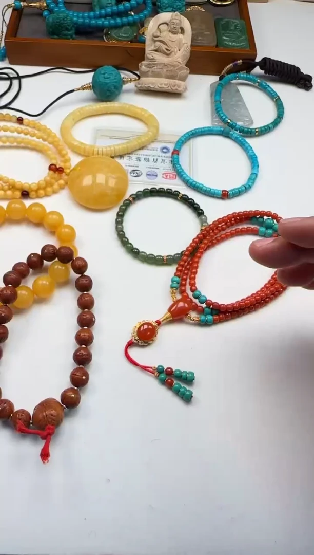 18K金镶嵌手串手串南红玛瑙夏*~手串手串