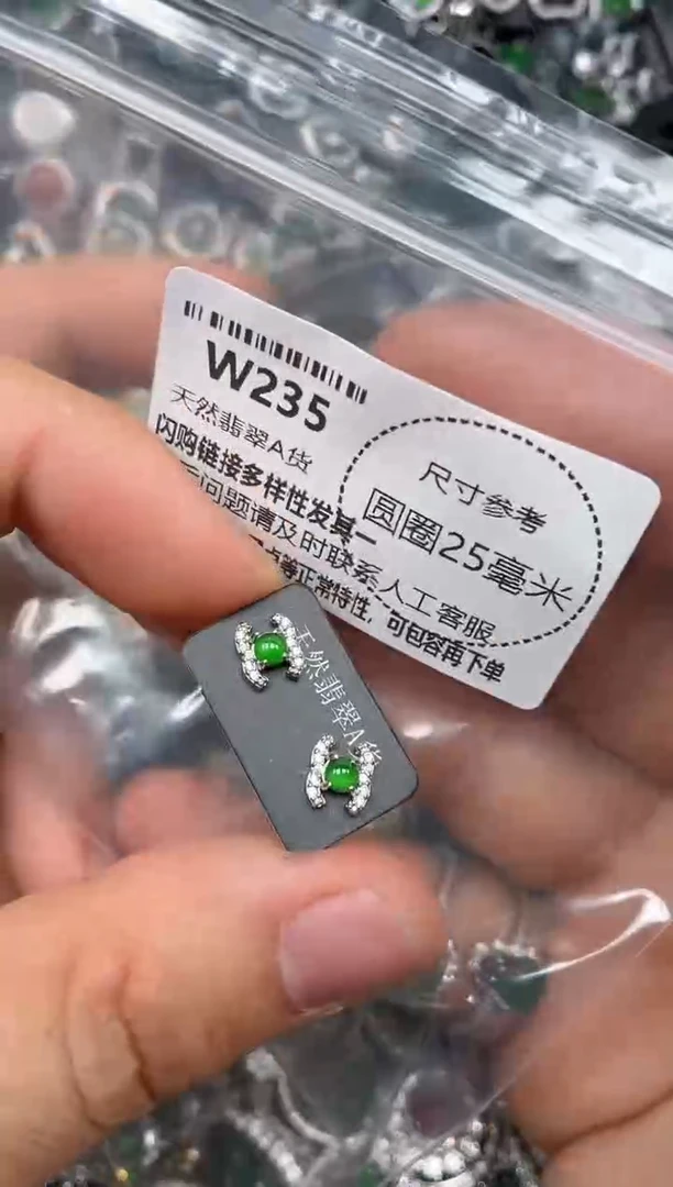 颈饰未镶嵌翡翠W235耳钉