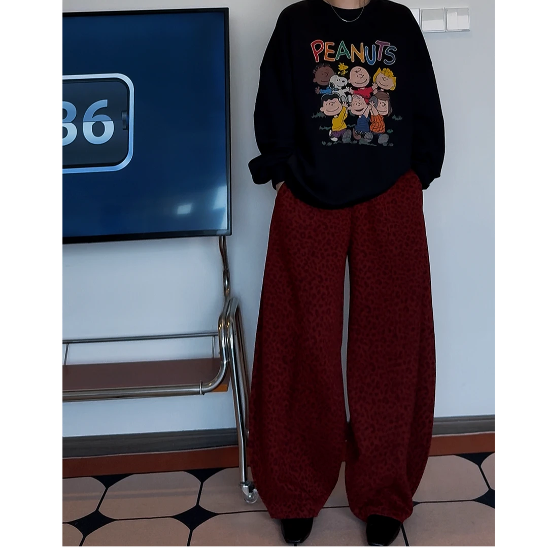 精梳棉豹纹羊毛休闲裤  MK61103
