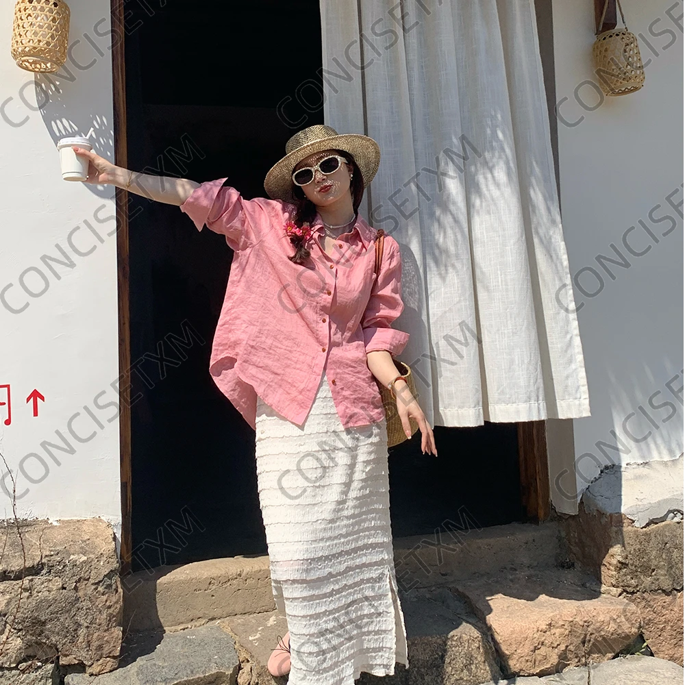 【唐小木】绣花钢琴皱半裙春秋显瘦高腰直筒休闲打底外穿宽松X0501