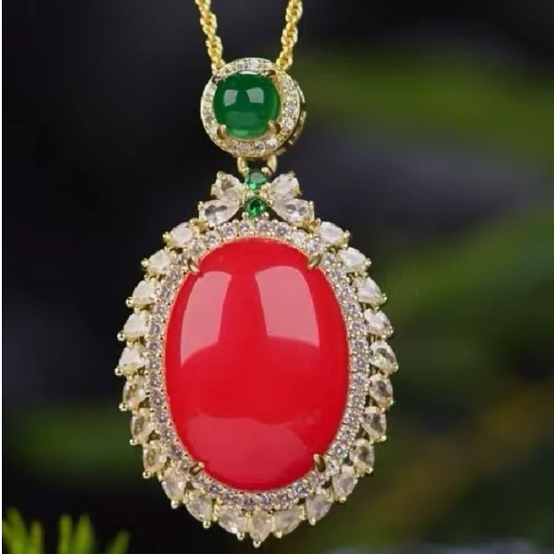 非金属珐琅项链 鸽子蛋红项链