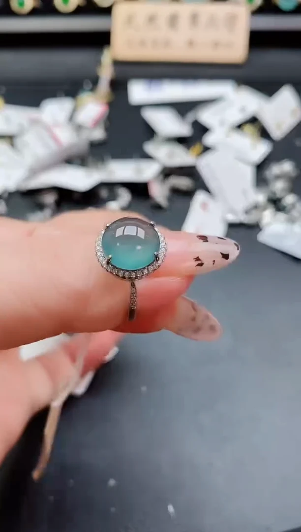 银S925镶嵌戒指翡翠1