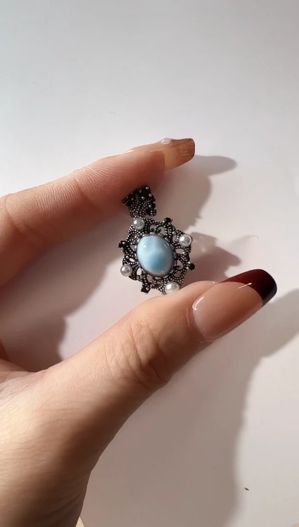 【闪购商品】针钠钙石（海纹石）颈饰银S925镶嵌KT24112108