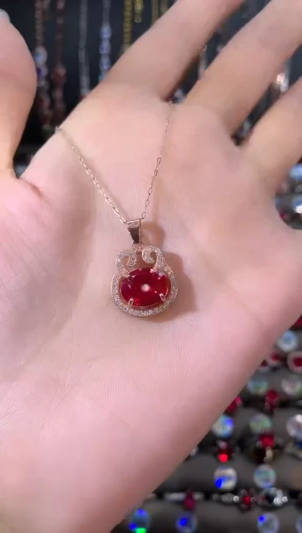 吊坠(赠链)银S925镶嵌红宝石810玫瑰金