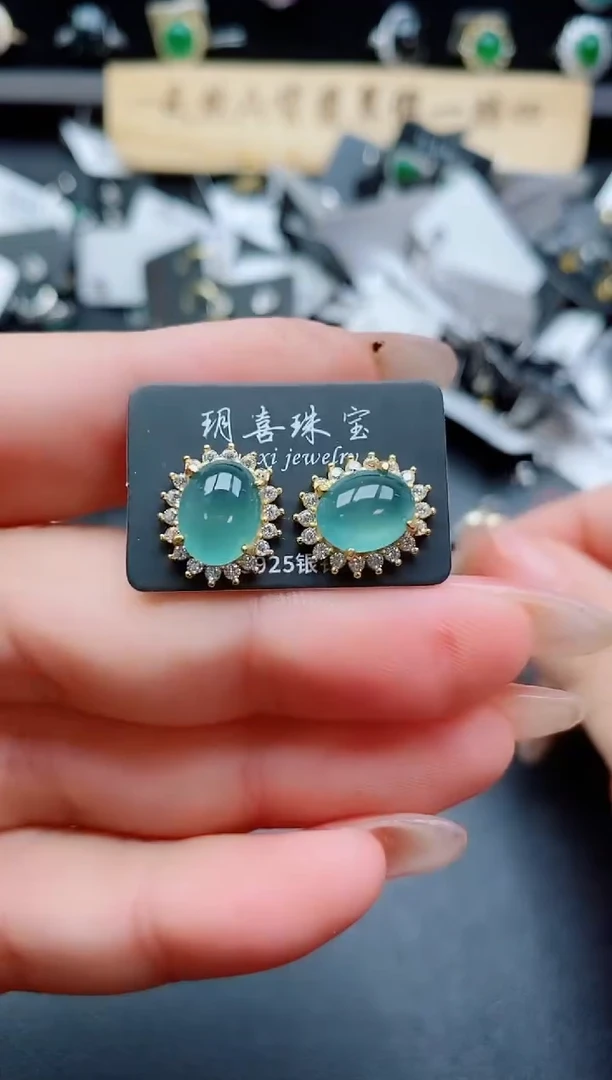 银S925镶嵌戒指翡翠1