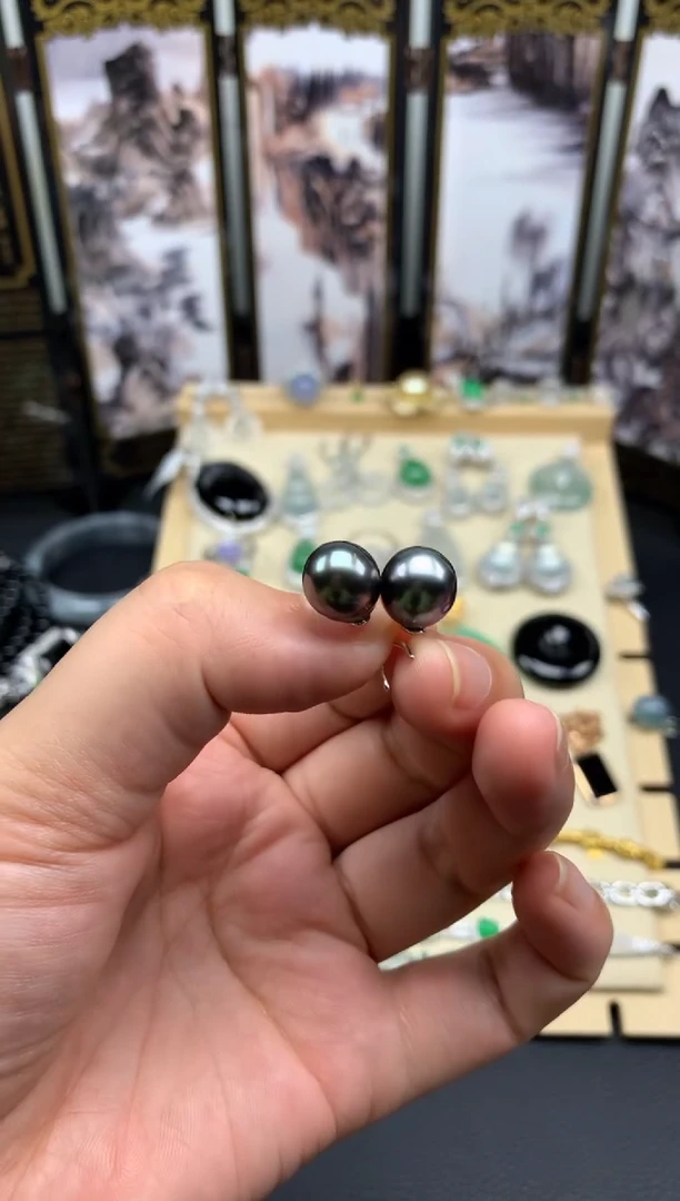 银S925镶嵌海水珍珠耳饰///////////