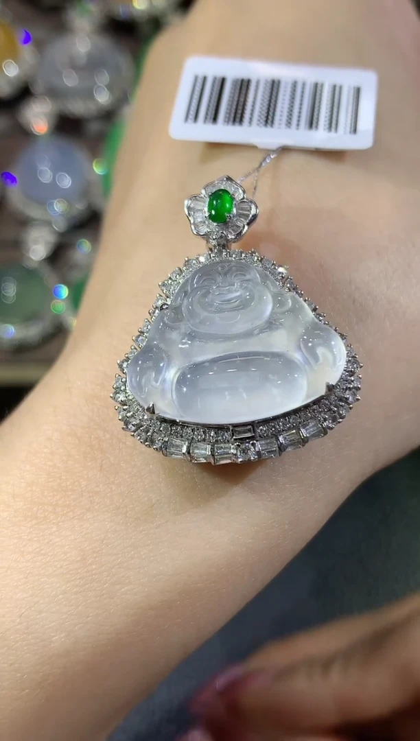 翡翠18K金镶嵌吊坠(不含链)C37