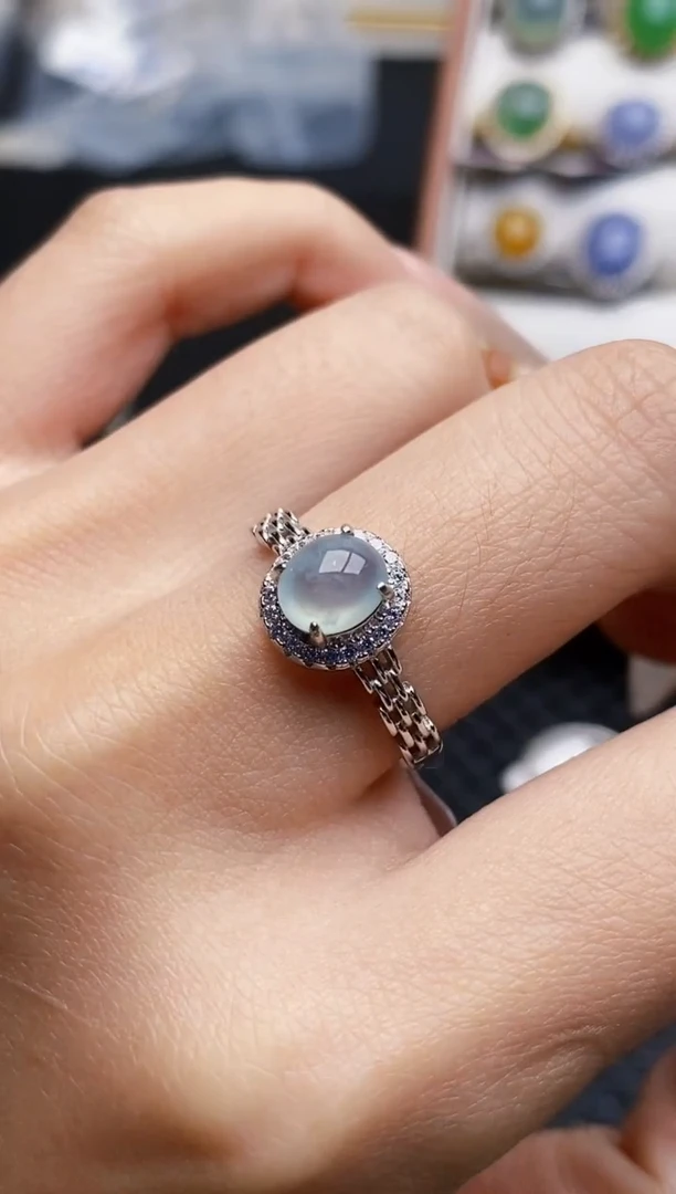 银S925镶嵌戒指翡翠0442