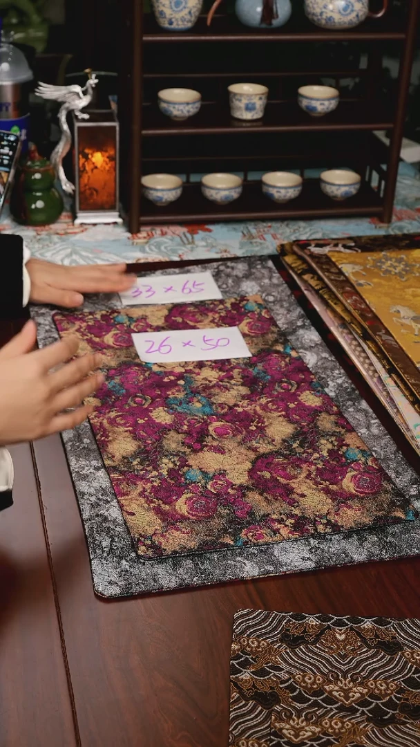 【鎏金玫瑰双面】中国风干泡织锦茶席33*65