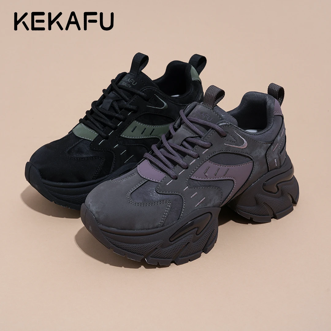 KEKAFU/珂卡芙老爹鞋时尚休闲鞋修面皮四季款增高厚底防滑