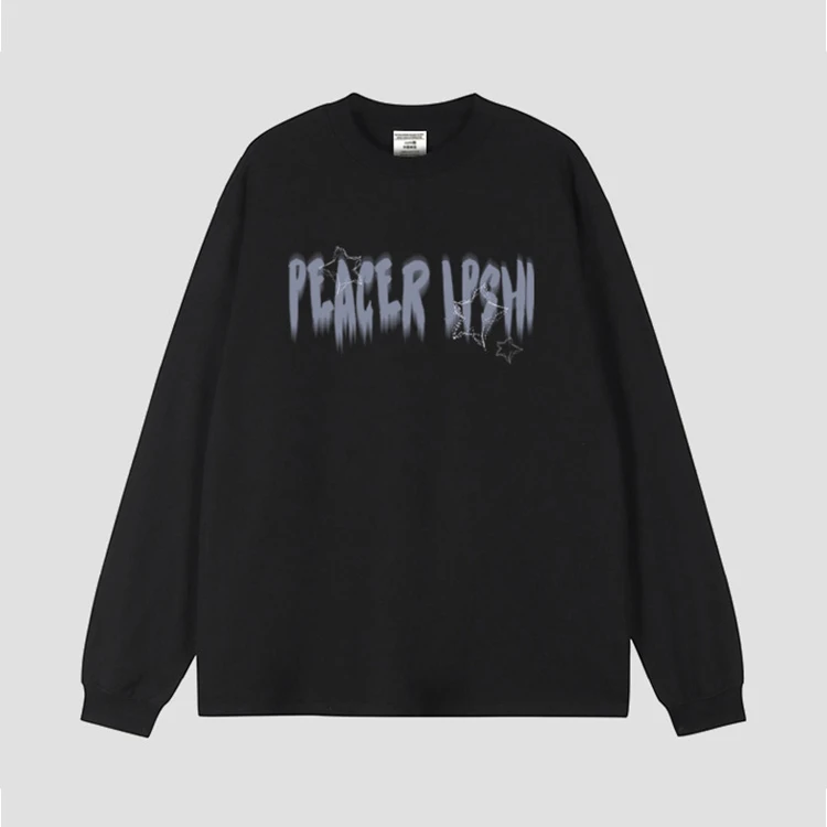 特大码300斤美式休闲重磅长袖t恤男秋季潮牌设计感宽松打底衫ins