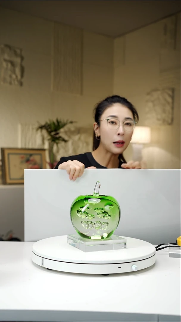 手工艺品琉璃祖母绿苹果摆件