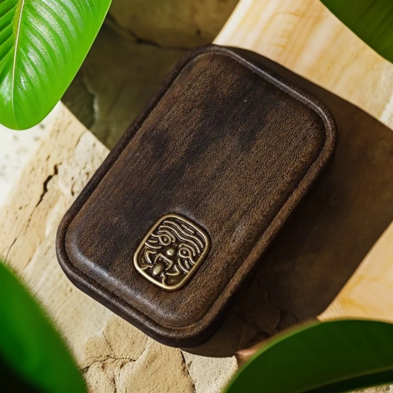 沉香无事牌镶嵌古铜扎基拉姆沉木天然项链挂件平安无事脖挂吊坠