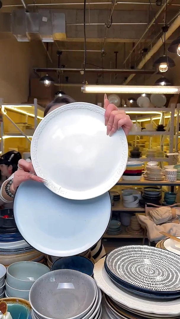 瓷23 外贸尾货高温釉下彩陶瓷餐具默认微瑕