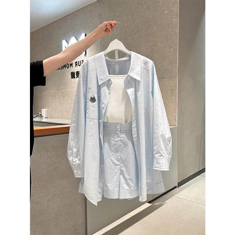 2026春夏季穿搭一整套洋气减龄遮肉显瘦防晒POLO领衬衫短裤套装女