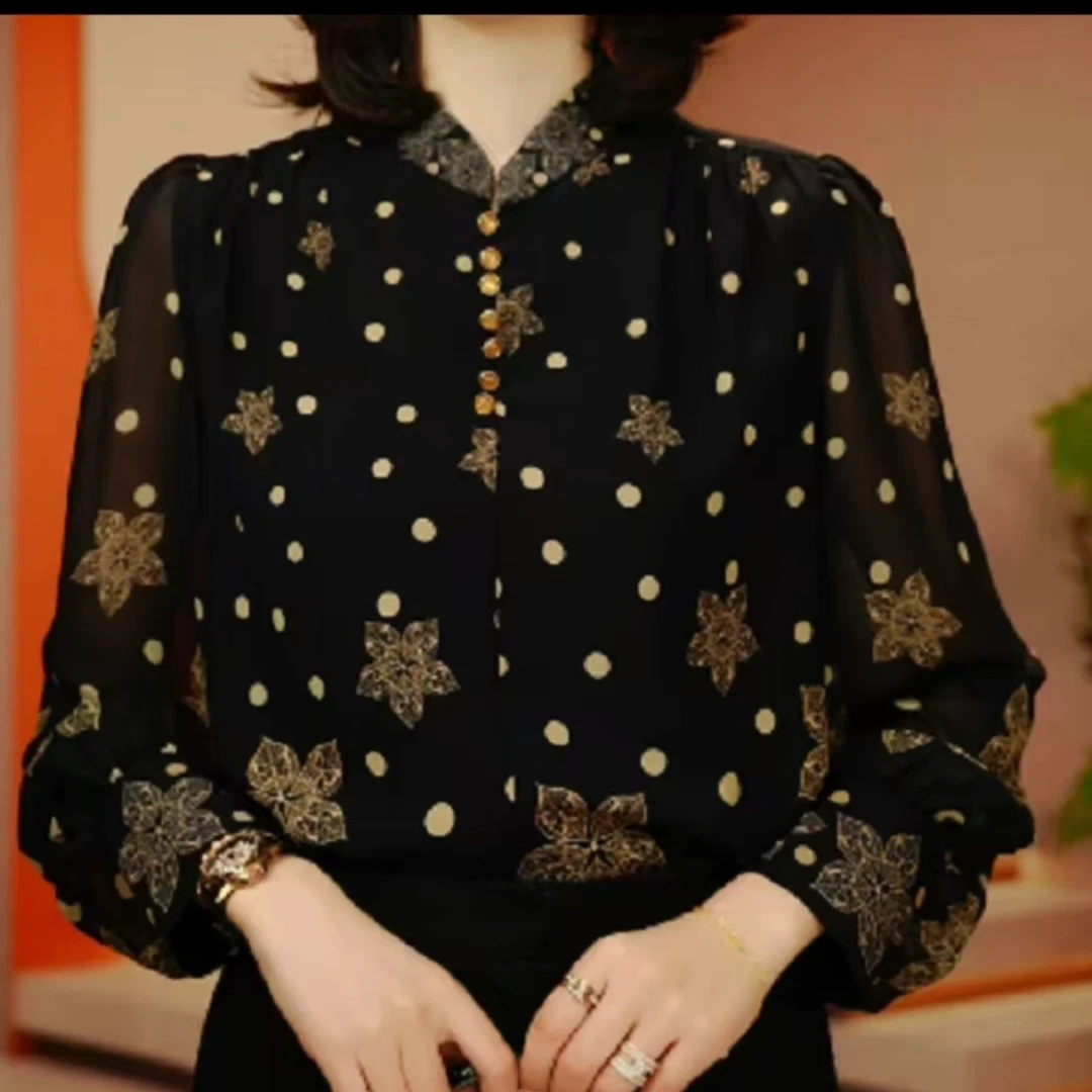 2025年早春新款琉轻奢优雅洋气减龄时尚百搭显瘦长袖小衫315