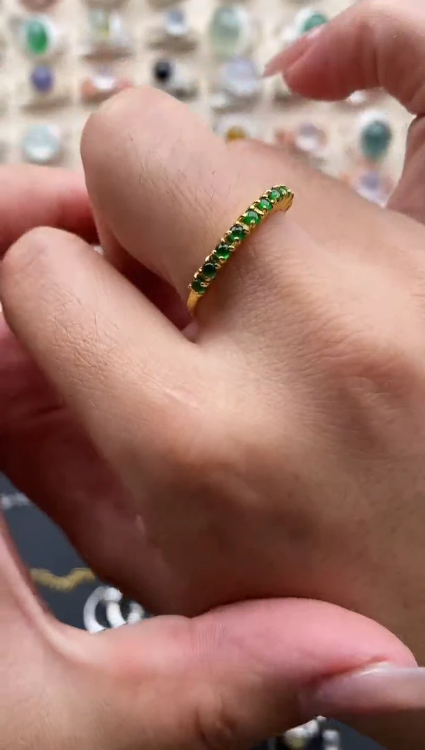 银S925镶嵌戒指翡翠缅甸天然A货翡翠111  2-2