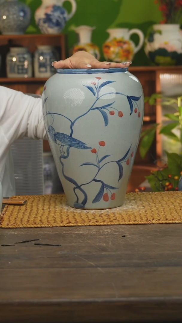 瓷片景德镇纯手工手绘花器摆件