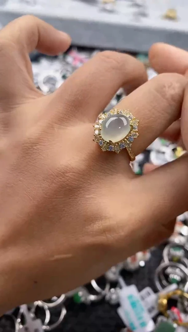 银S925镶嵌戒指翡翠555      8