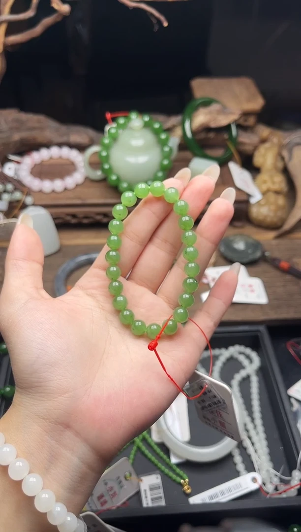 未镶嵌手串和田玉卡8俄料爆米花 圆珠9015189