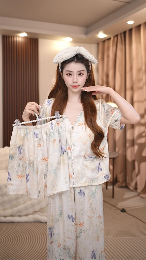 【短袖款-江南烟雨】夏季清新简约夏季新款小众套装家居服s070