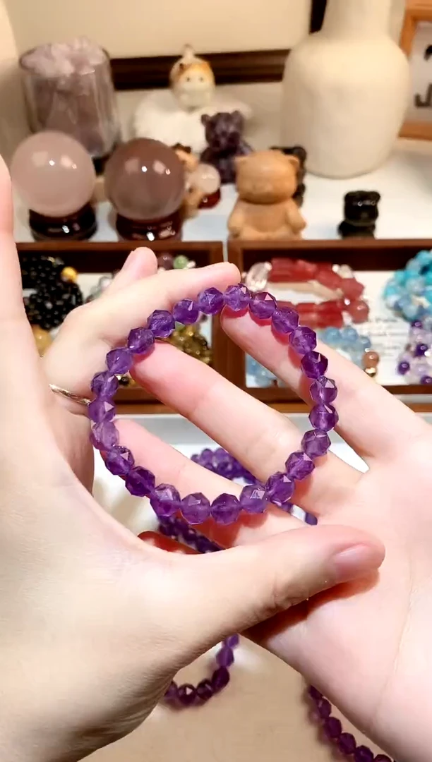 未镶嵌手串水晶乌拉圭切面紫晶手串 7 多样性发一