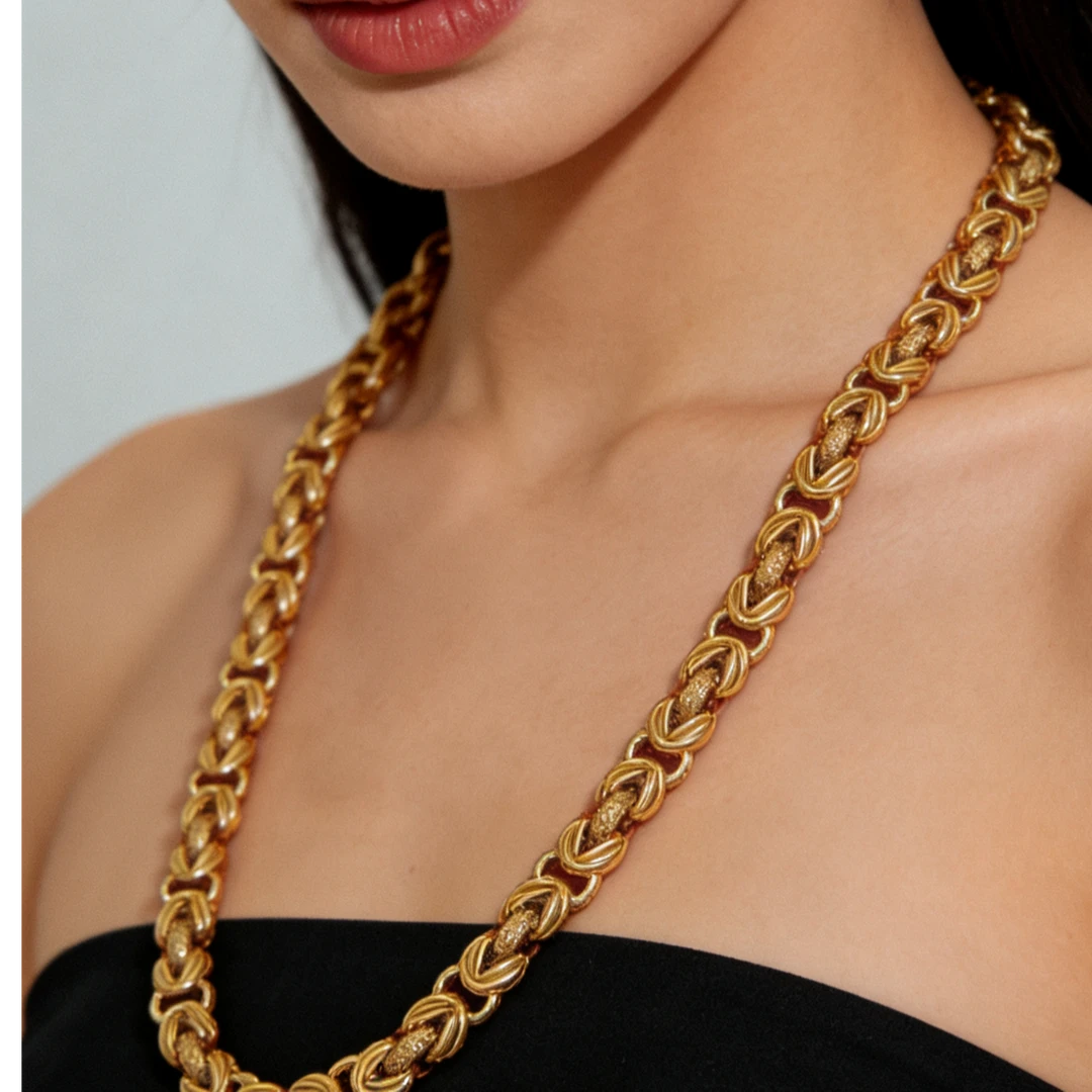 铜合金项链 包装项链气质欧美金色编织#50002