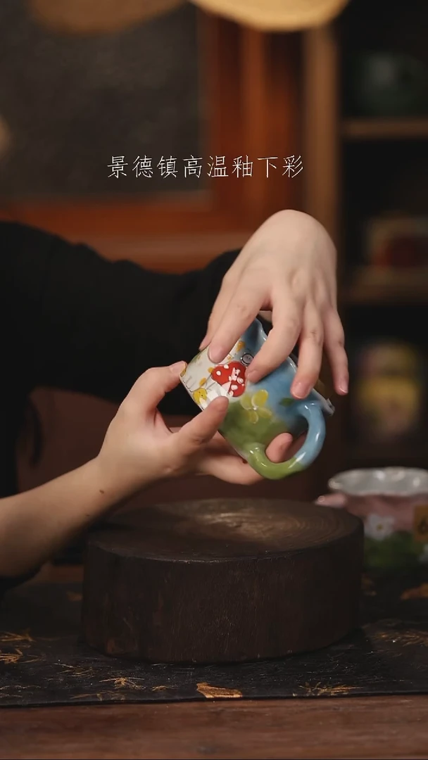 陶瓷景德镇高温釉下手绘陶瓷@L676@