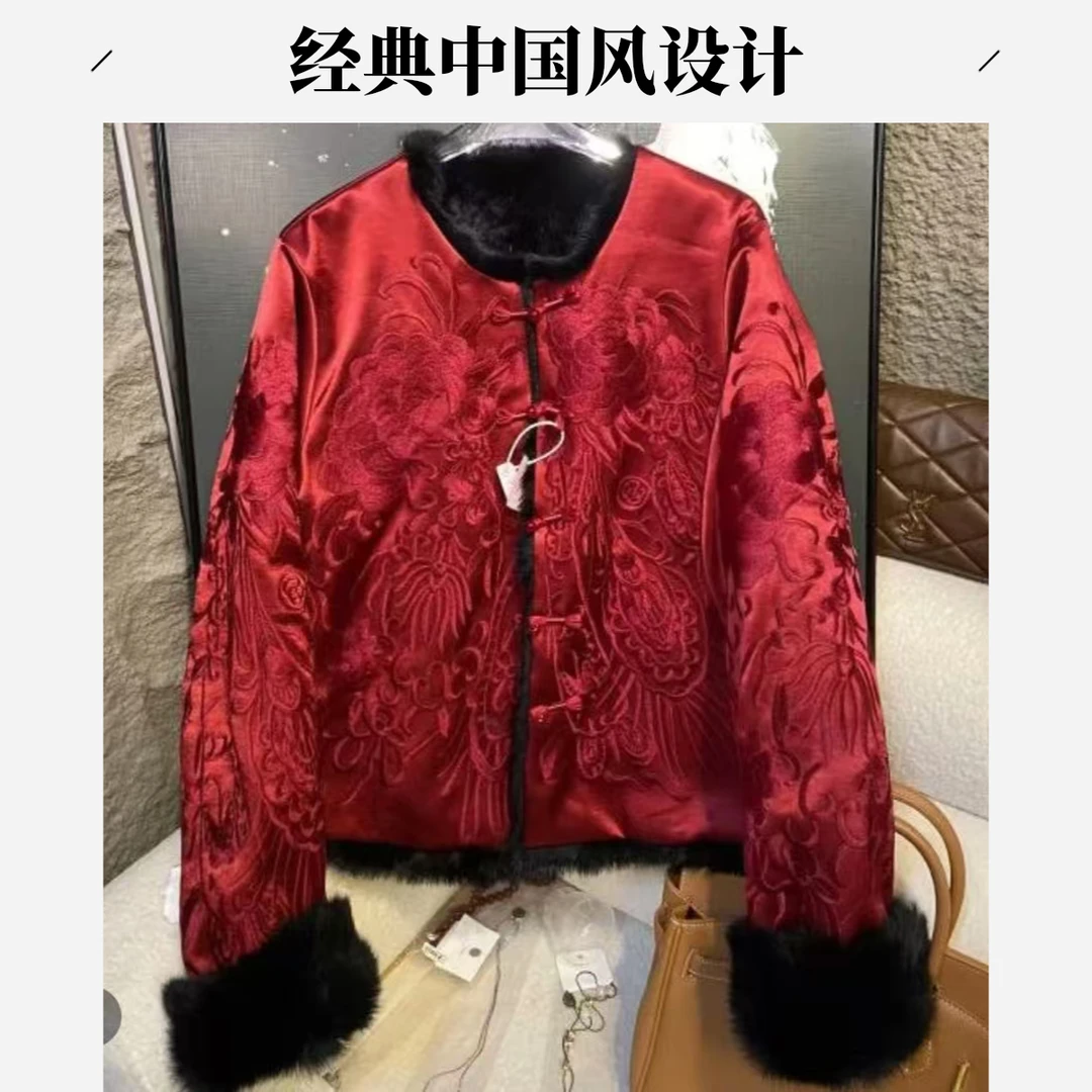 新中式重工刺绣双面双穿毛毛外套2024D7761哈哈