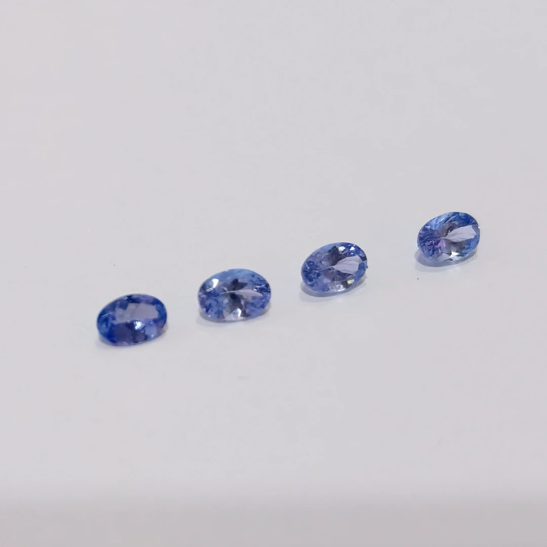 小红宝1.84克拉天然坦桑石裸石6*4 mm戒面一组椭圆刻面切设计镶嵌