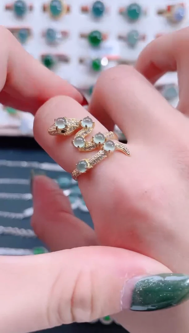 银S925镶嵌戒指翡翠天然翡翠