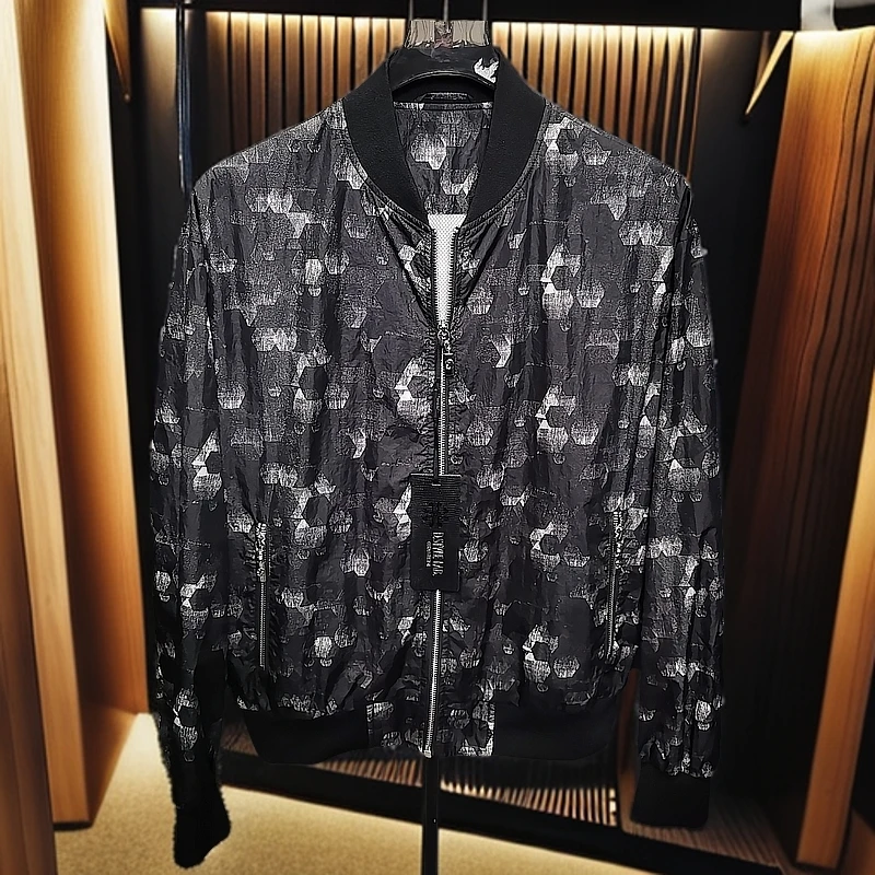 6065男士春款高品质薄款棒球领拉链夹克