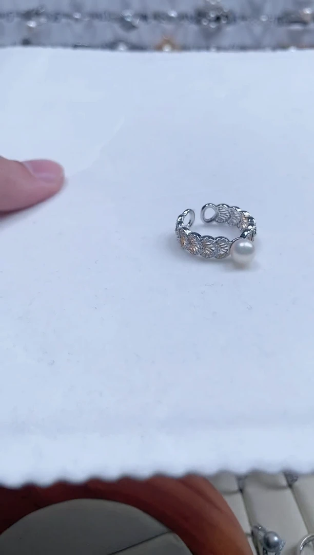 【闪购商品】海水珍珠戒指银S925镶嵌分色电镀工艺款珍珠戒指