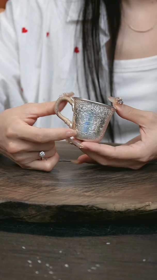 手工新品牡丹银杯999