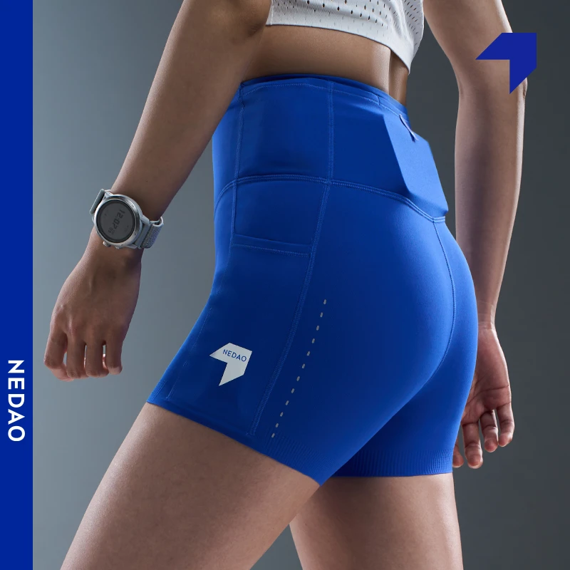 内道肤感收纳一分防滑紧身裤女子越野跑马拉松高弹跑步短裤