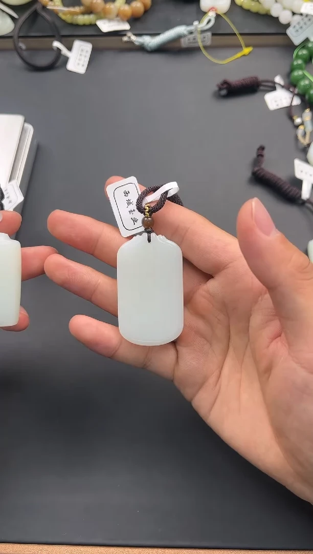 未镶嵌手串和田玉且末天泰白玉无事牌微色差