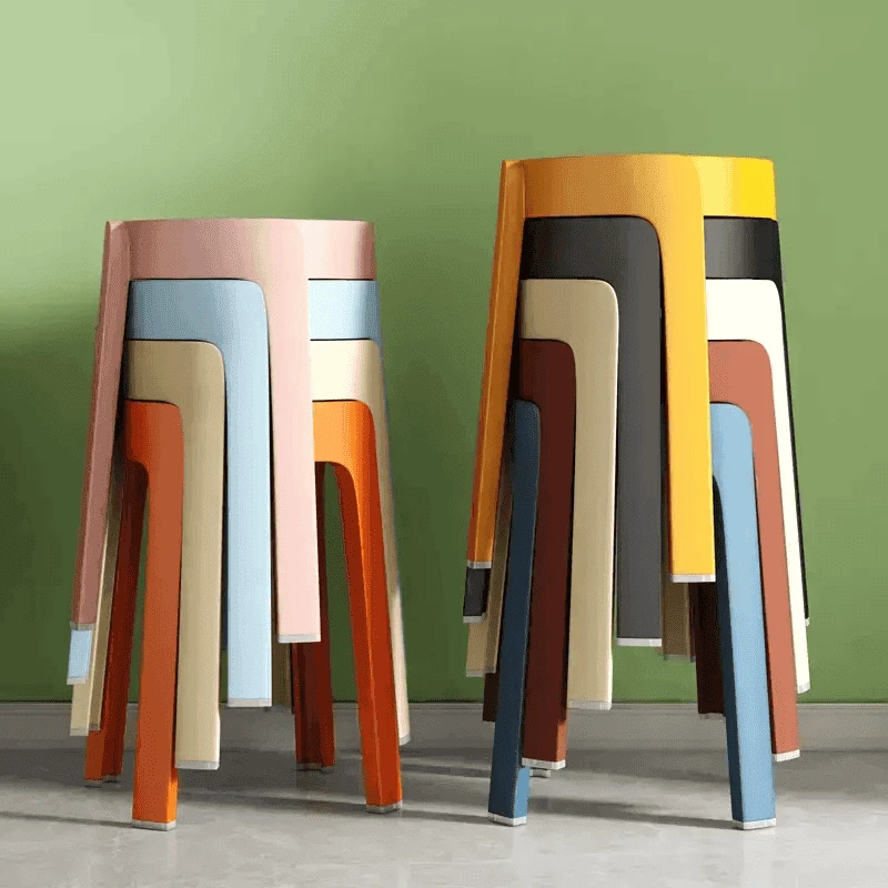 网红简约风车凳成人加厚塑料板凳家用客厅可叠放餐桌凳熟胶圆凳子