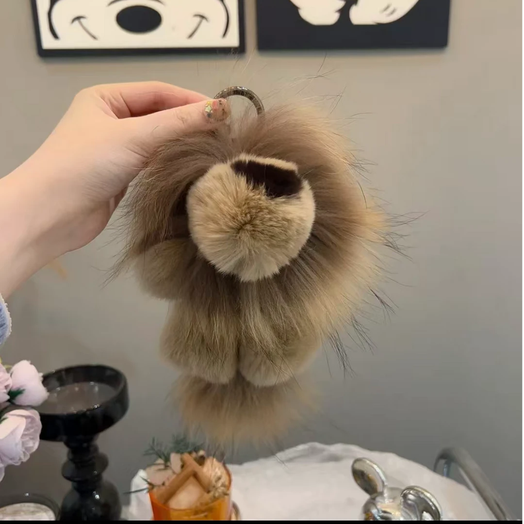 新狮子毛绒卡其色挂饰玩偶