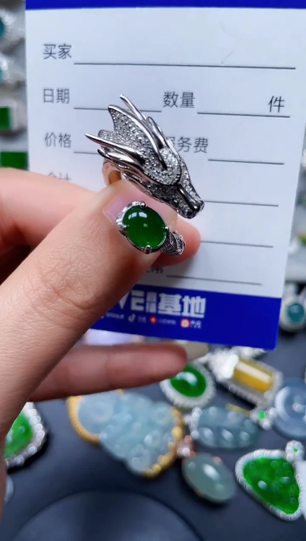 【闪购商品】翡翠戒指银S925镶嵌0413