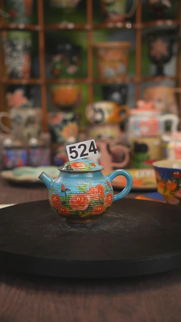 紫砂油画釉下彩手绘524