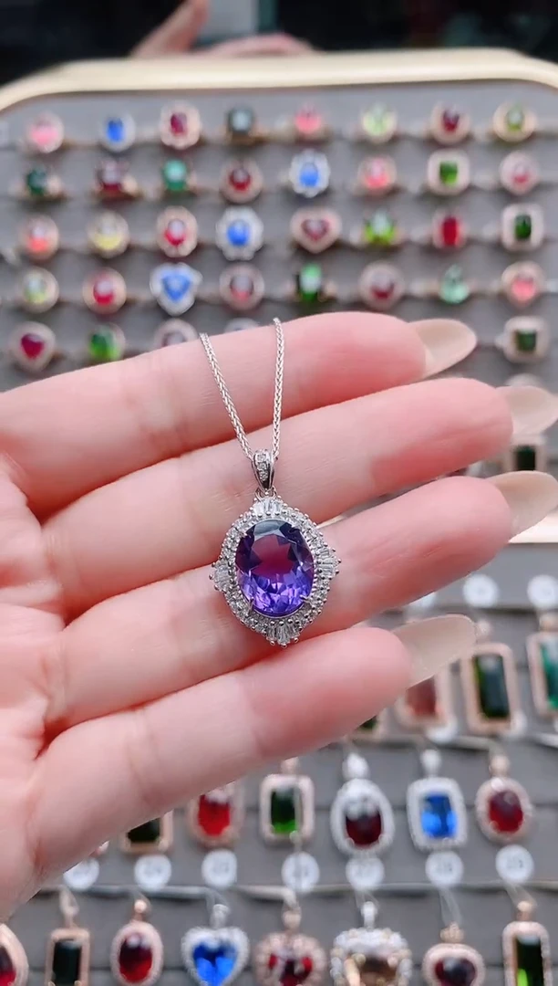 【闪购商品】紫晶套链银S925镶嵌约5克拉