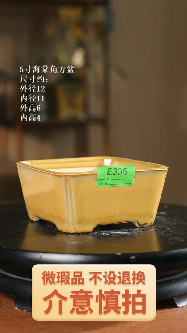 5寸海棠角方盆  335