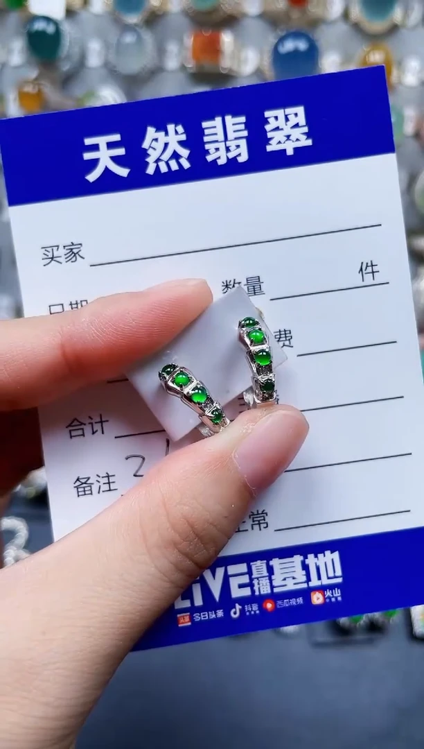 银S925镶嵌翡翠耳饰361