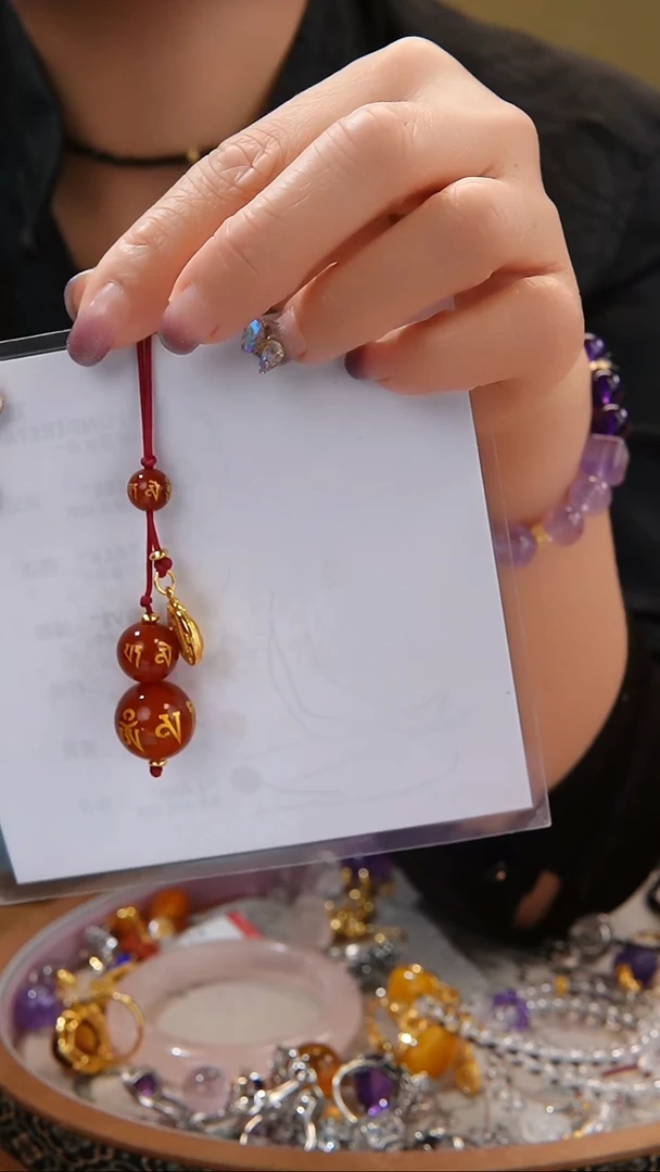 【闪购商品】玛瑙/玉髓套链合金红色小福禄