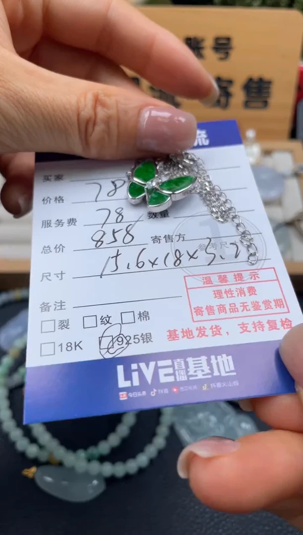 吊坠(赠链)银S925镶嵌翡翠10151116